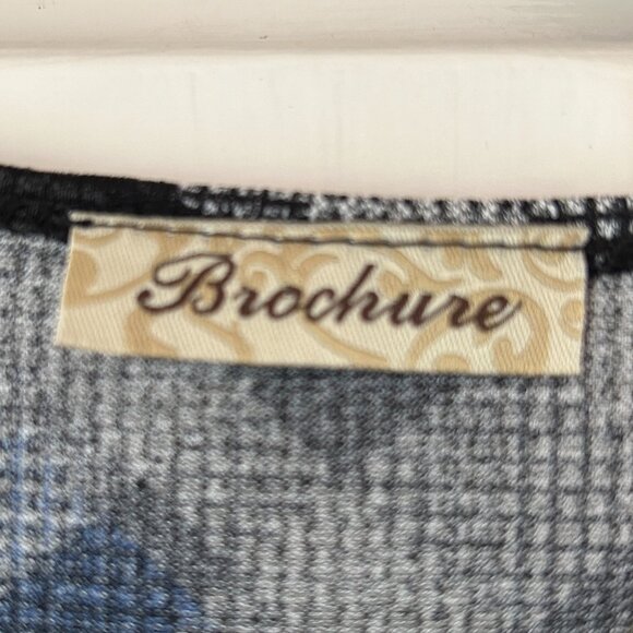 Blue Plaid Scoop Neck 3/4 Sleeve Top by Brochure-Size 1X - Picture 4 of 8